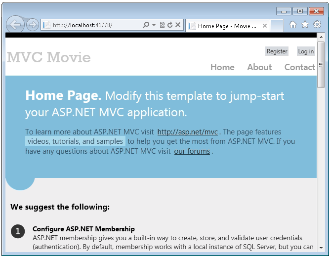 Intro to ASP.NET MVC 4 with Visual Studio [译二：入门]