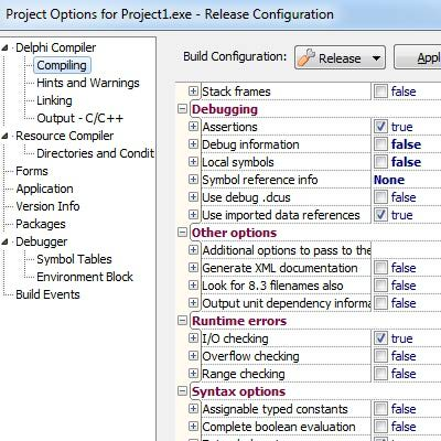 Debug vs. Release In Delphi Build Configurations