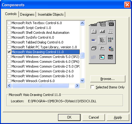 以编程方式使用 Microsoft Office Visio 2003 ActiveX 控件