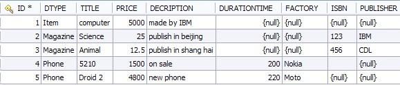 图 3.Item 表的数据片断