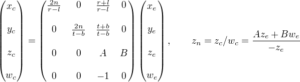 <> OpenGL Projection Matrix