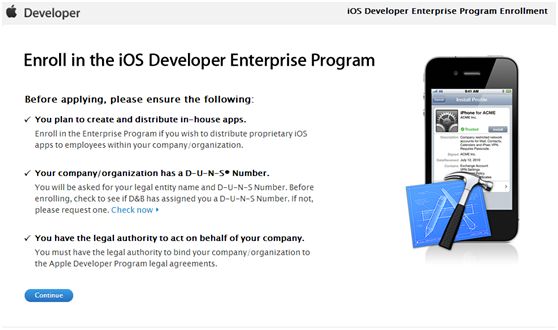 iOS企业级开发者计划的申请流程