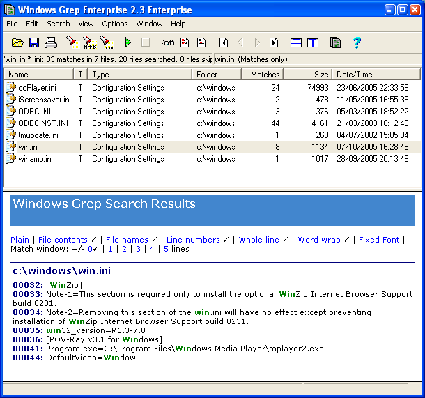 Image of Windows Grep's main window