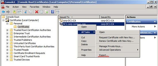 Export Server Auth Certificate