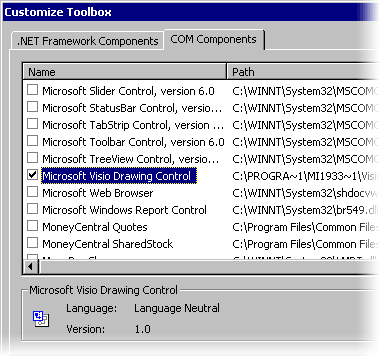 以编程方式使用 Microsoft Office Visio 2003 ActiveX 控件