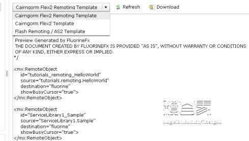 利用FluorineFX自动生成Flex项目配置和代码