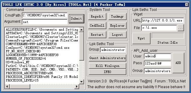 lpk劫持方式粘滞键后门后门T00ls Lpk Sethc v3.0 正式版下载