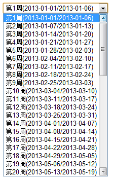 根据起止日期构建指定查询条件：第N周(yyyy-MM-dd/yyyy-MM-dd)