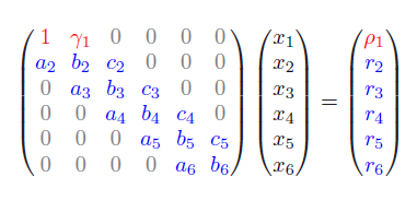 三对角矩阵(Tridiagonal Matrices)的求法：Thomas Algorithm(TDMA)