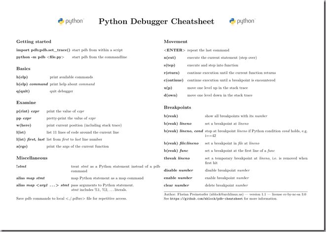 pdb-cheatsheet