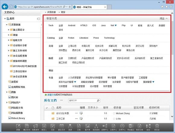 OpenShare标签分类多维度钻取文档