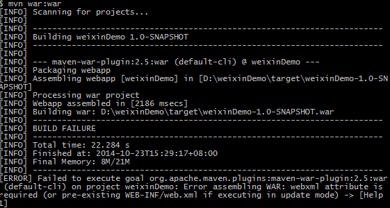 Error assembling WAR: webxml attribute is required (or pre-existing WEB-INF/web.xml if executing in update mode) -> [Help 1]