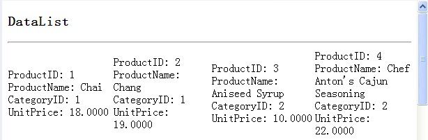 ASP.NET中 DataList(数据列表)的使用前台绑定