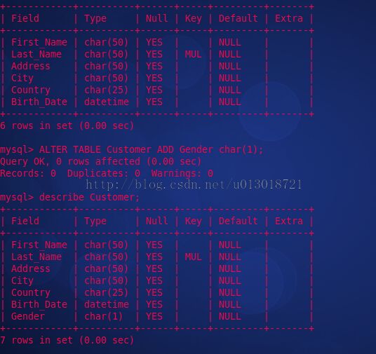 linux之SQL语句简明教程---ALTER TABLE