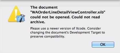 XCode 4.6下XIB文件提示“...could not be opened..."的问题