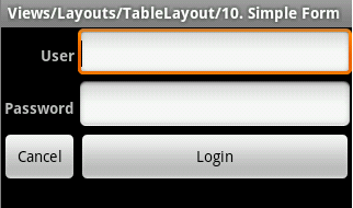 Android TableLayout中的使用说明