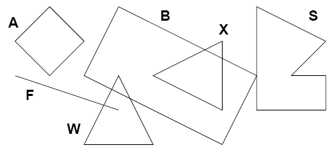 POJ 3449 Geometric Shapes(判断几个不同图形的相交，线段相交判断)