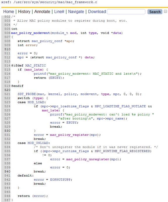 TrustedBSD Mandatory Access Control Framework分析