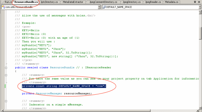 DEFAULT_NAME_SPACE attribute Meta Data Extractor in C# - MetaDataExtractor.dll