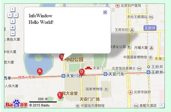 百度地图API的第一次接触——标注和信息窗的使用