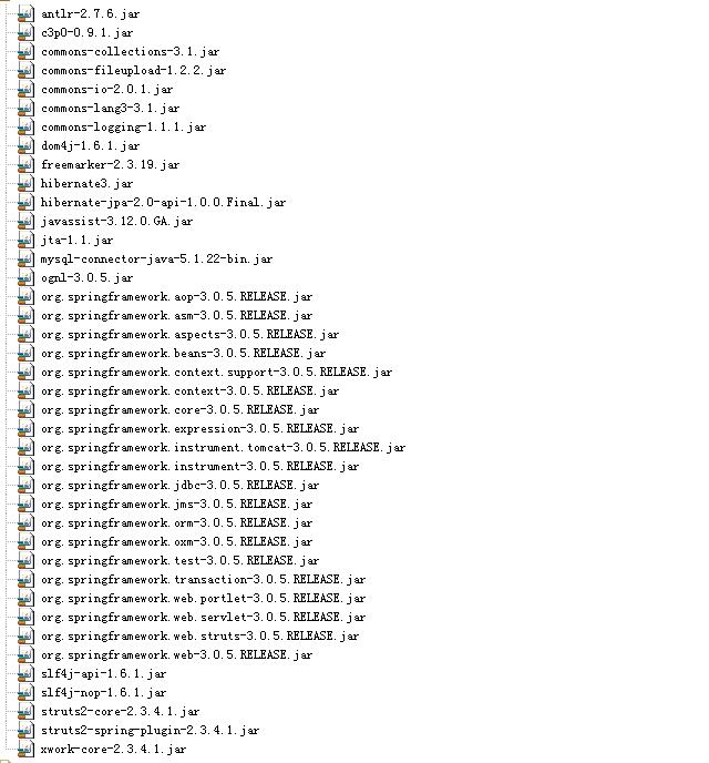 Struts2.3.4+Hibernate3.6+Spring3.0.5框架整合(新手看看)