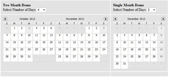 Multi day Calendar Date picker JQuery Plug-in