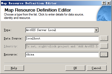 Map Resource Definition 中type为 'ArcGIS Server Local'.