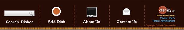 screenshot of dishizzle's footer