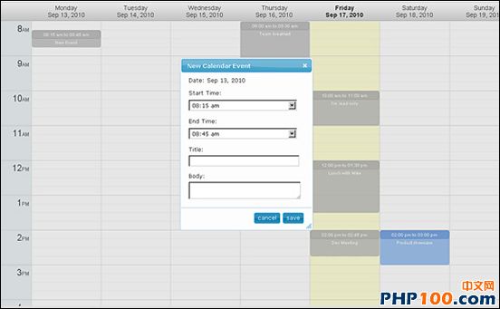 Jquery Week Calendar