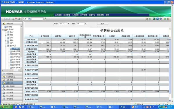 鸿雁电器oa系统中决策支持模块效果