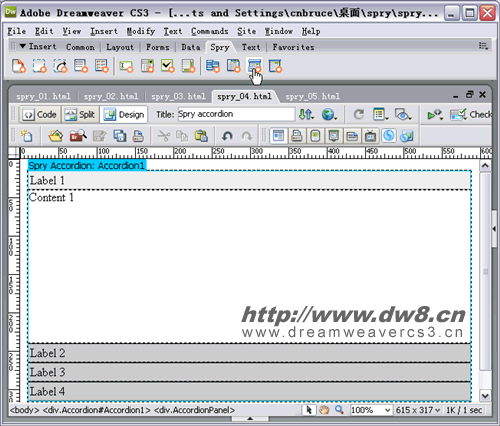 Spry集成到Dreamweaver cs3 试用，