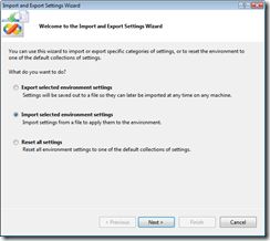 Import and Export Settings Wizard