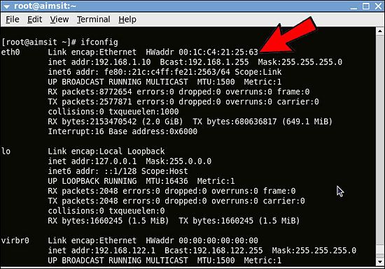 Find mac address