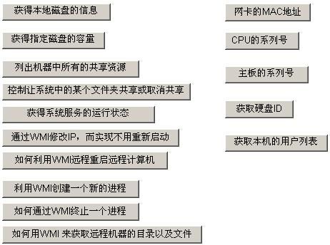 WMI,ManagementObjectSearcher,Detecting Management Events,访问本地主机的一些信息和服务WMI.