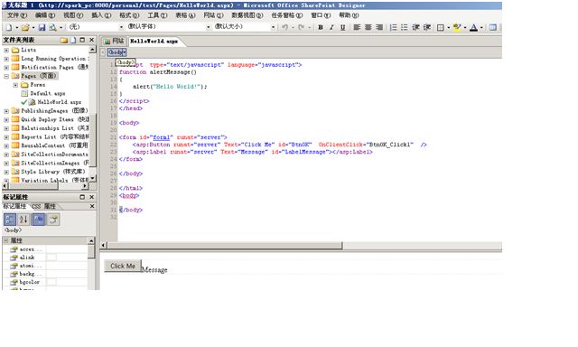 用Microsoft Office SharePoint Designer 2007开发aspx