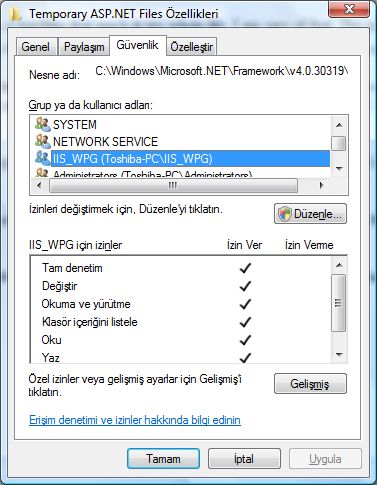 Local IIS 7.0 - CS0016: Could not write to output file / Microsoft.Net > Framework > v4.0.30319 > Temporary ASP.NET Files