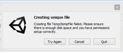 Unity3d导入工程出现错误“Creating unique file”的解决方法