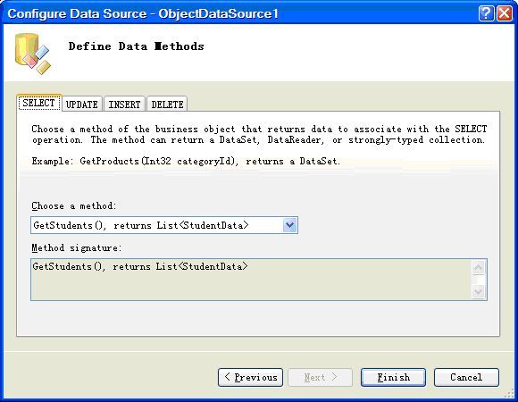 ObjectDataSource&&Gridview