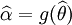 /widehat{/alpha} = g(/widehat{/theta})