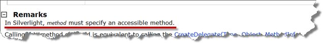 In Silverlight, method must specify an accessible method. 