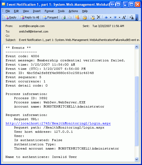 ASP.NET 2.0中的健康监测系统（Health Monitoring）