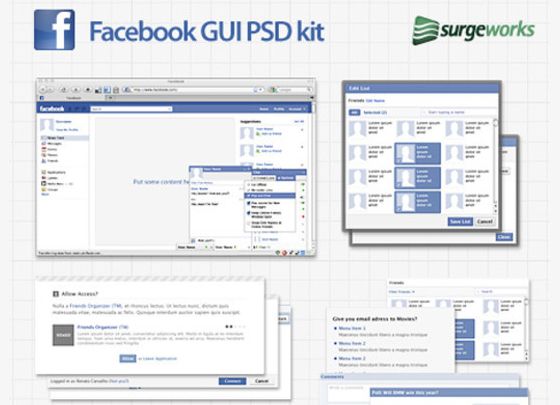 Free Full Layered Facebook GUI PSD Kit