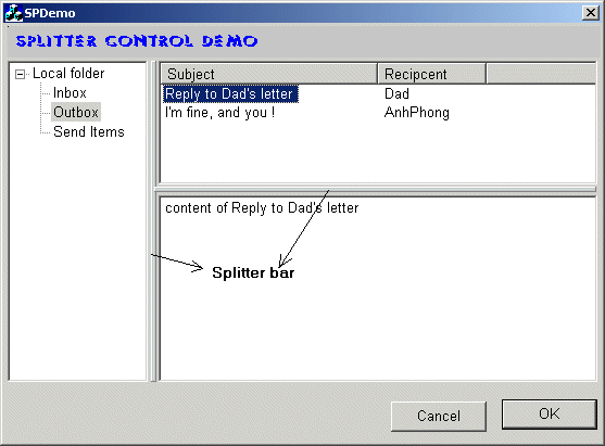 Another splitter control for dialog