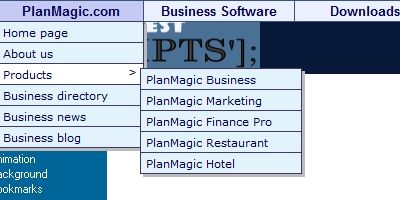 Horizontal Drop Down Menu Script