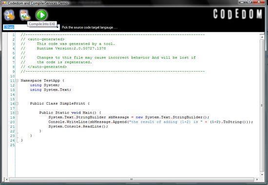 .NET运行时编译学习——CodeDomProvider、CodeCompileUnit和CODEDOM(学习资料积累)