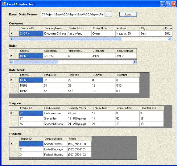 Excel Adapter for ADO.NET