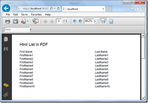 MVC中使用RazorPDF创建PDF