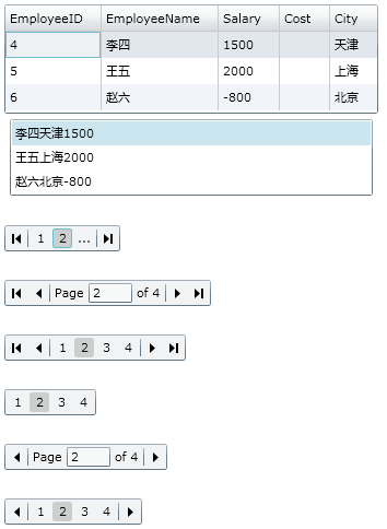 DataPager数据分页控件演示效果