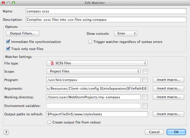 Jetbrains IDE 中 compass sass 设置