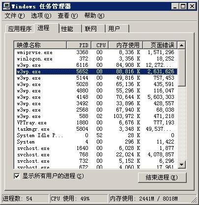 IIS：w3wp.exe进程占用cpu和内存过多的处理办法